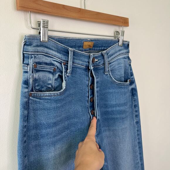 Mother The Tripper Ankle Fray in Layover Blue Wash Denim Stretch Jeans, Size 27 - Picture 12 of 15